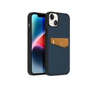 Coque en cuir de qualité supérieure avec fentes pour cartes pour iPhone 14 Plus - Bleu foncé