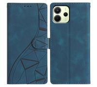 Coque En Cuir Embossé À Triangles Pour Redmi Note 14 4g, Bleu