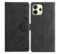 Coque En Cuir Embossé À Triangles Pour Redmi Note 14 4g, Noir
