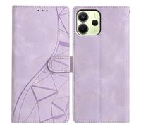 Coque En Cuir Embossé À Triangles Pour Redmi Note 14 4g, Violet