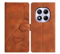 Coque En Cuir Embossé À Triangles Pour Redmi Note 14 Pro 4g, Brun