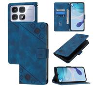 Coque En Cuir Embossé Pour Redmi K70 Ultra 5g, Bleu