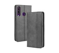 Coque en Cuir pour Huawei Y6P,Flip magnétique rétro,Étui de téléphone en Cuir PU,Conception de Portefeuille avec 3 Fentes à Cartes et 1 Clip d'argent -Black