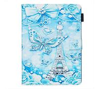 Coque en Cuir pour iPad 9.7 2018/2017/iPad Air 2/iPad Air,DasKAn Auto Réveil/Veille Folio Magnétique à Rabat Housse de Protection avec Porte Carte Stand Portefeuille Étui de Tablette,Papillon Bleu