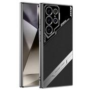 Coque en Cuir pour Samsung Galaxy S24 Ultra, Cuir Végétalien Electrolytique de Luxe avec Silicone TPU Business PU Antidérapant Antichoc Coque de Protection Intégrale pour Galaxy S24 Ultra (Noir)