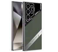 Coque en Cuir pour Samsung Galaxy S24 Ultra, Cuir Végétalien Electrolytique de Luxe avec Silicone TPU Business PU Antidérapant Antichoc Coque de Protection Intégrale pour Galaxy S24 Ultra (Vert)