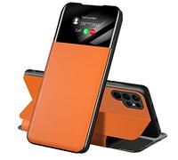 Coque en Cuir pour Samsung Galaxy S24 Ultra/S24 Plus/S24, Clear View Flip Cover, Smart Wake-Up Folio Wallet Business Phone Case