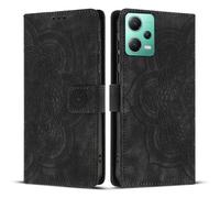 Coque En Cuir Rétro Embossée Mandala Pour Xiaomi Poco X5 / Redmi Note 12 5g, Noir