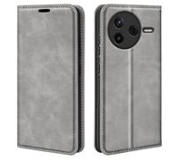 Coque En Cuir Rétro Magnétique Pour Redmi K80 / Poco F7 Pro, Gris