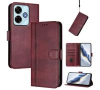 Coque En Cuir Rétro Pour Redmi 13x 4g / Xiaomi Poco M6 Plus, Vin Rouge