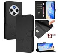 Coque En Cuir Rfid Embossée Pour Redmi 14c 4g, Noir