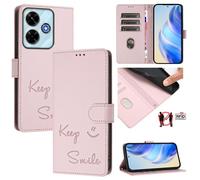 Coque En Cuir Rfid Embossée Pour Xiaomi Poco M6 Plus / Redmi 13x 4g, Rose