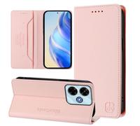 Coque En Cuir Rfid Magnétique Pour Redmi 13 5g / 4g, Rose