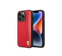 Coque en cuir synthétique effet carbone pour iPhone 14 Pro - Rouge