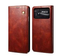 Coque En Cuir Texture Crazy Horse Pour Xiaomi Poco C40, Brun