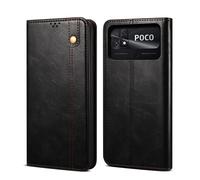 Coque En Cuir Texture Crazy Horse Pour Xiaomi Poco C40, Noir