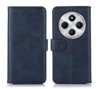 Coque En Cuir Texturé Vache Pour Redmi 14c 4g, Bleu