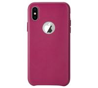 Coque en Cuir Véritable Fabriquée à la Main pour Apple iPhone X, Rose Fuchsia