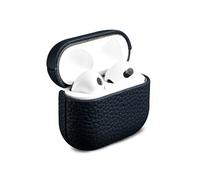 Accezz Coque en cuir véritable pour Apple Airpods 3 - Bleu foncé