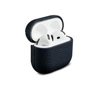 Accezz Coque en cuir véritable pour Apple Airpods 4 - Bleu foncé