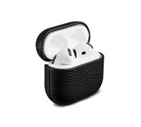 Accezz Coque en Cuir véritable pour Apple AirPods 4 - Noir