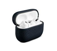 Accezz Coque en cuir véritable pour Apple AirPods Pro 2 - Bleu foncé