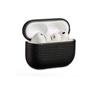 Accezz Coque en cuir véritable pour Apple Airpods Pro 3 - Noir