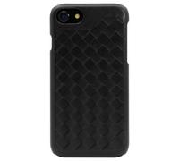 Coque en cuir véritable Treccia pour Apple iPhone 6/6s/7/8/SE 2020, Noir Satin