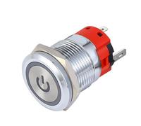 Coque en cuivre chromé bouton métal auto-réarmement tête plate 19mm(White,24V)