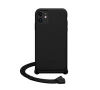 Coque en gel de silicone doux en bandouliére pour Apple iPhone 11, Noir satin