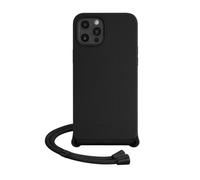 Coque en gel de silicone doux en bandouliére pour Apple iPhone 12 Pro Max, Noir satin