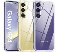 Coque en gel transparent pour Samsung Galaxy S24 - Coque fine en TPU anti-jaunissement - Absorption des chocs avec lunette surélevée - Compatible avec chargement sans fil