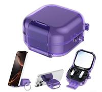 Coque en PC robuste pour Samsung Galaxy Buds4 Pro avec couvercle verrouillable et support de visionneuse - Coque de protection bleue (violet)