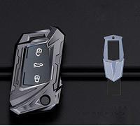 Coque en pour Clé Seat Ateca Leon Ibiza -Cover Housse Alliage de zinc en Chrome pour Télécommande Skoda Octavia Karoq Porte-clé Protection (Gris)