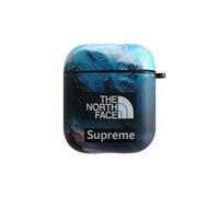 Coque en silicagel avec porte-clé pour Airpods 1/2-volcan-noir bleu