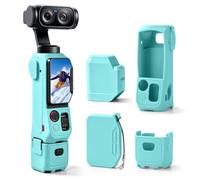 Coque en silicone 4 en 1 pour Insta360 Luna Ultra, étui de protection, cache-objectif, protections d'écran en verre trempé pour Luna Ultra, bleu lac