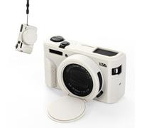 Coque en Silicone Anti-Choc pour Canon G7X pour Mark II - Soft Touch Housse de Protection avec Bouchon d'Objectif - Plusieurs Couleurs (Blanc)