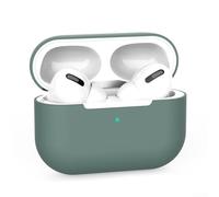 Coque en silicone antichoc pour AirPods Pro, design léger et pratique avec crochet en métal (vert foncé)