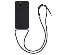 kwmobile Coque Collier Compatible avec Apple iPhone 13 Pro Max Coque - Coque Housse en Silicone avec Collier Noir