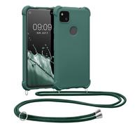 kwmobile Coque Collier Compatible avec Google Pixel 4a Coque - Coque Housse en Silicone avec Collier Vert foncé
