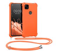 kwmobile Coque Collier Compatible avec Google Pixel 4a Coque - Coque Housse en Silicone avec Collier Orange fruitée