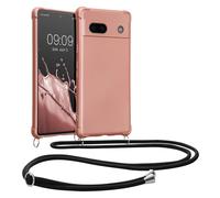 kwmobile Coque Collier Compatible avec Google Pixel 7a Coque - Coque Housse en TPU avec Collier Or Rose métallique