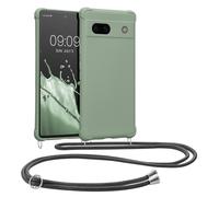 kwmobile Coque Collier Compatible avec Google Pixel 7a Coque - Coque Housse en Silicone avec Collier Vert Gris