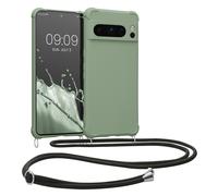 kwmobile Coque Collier Compatible avec Google Pixel 8 Pro Coque - Coque Housse en Silicone avec Collier Vert Gris