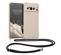 kwmobile Coque Collier Compatible avec Google Pixel 8 Pro Coque - Coque Housse en Silicone avec Collier crème
