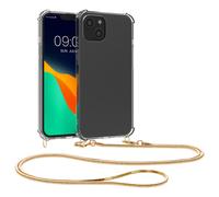 kwmobile Coque Compatible avec iPhone 15 - Coque Housse de Protection en Silicone avec Collier métal Transparent-doré