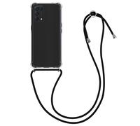 kwmobile Coque Collier Compatible avec Oppo Find X3 Lite Coque - Housse de Protection en TPU avec Cordon Sangle - Transparent-Noir