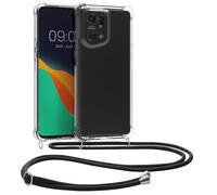 kwmobile Coque Collier Compatible avec Oppo Find X5 Pro (5G) Coque - Housse de Protection en TPU avec Cordon Sangle - Transparent-Noir