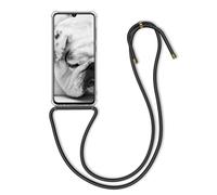 kwmobile Coque Collier Compatible avec Samsung Galaxy A70 Coque - Housse de Protection en TPU avec Cordon Sangle - Transparent-Noir