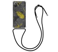 kwmobile Coque Collier Compatible avec Xiaomi 11 Lite (5G) NE/Mi 11 Lite (5G) Coque - Housse en Silicone avec Cordon de Collier - Jaune-Gris-Transparent